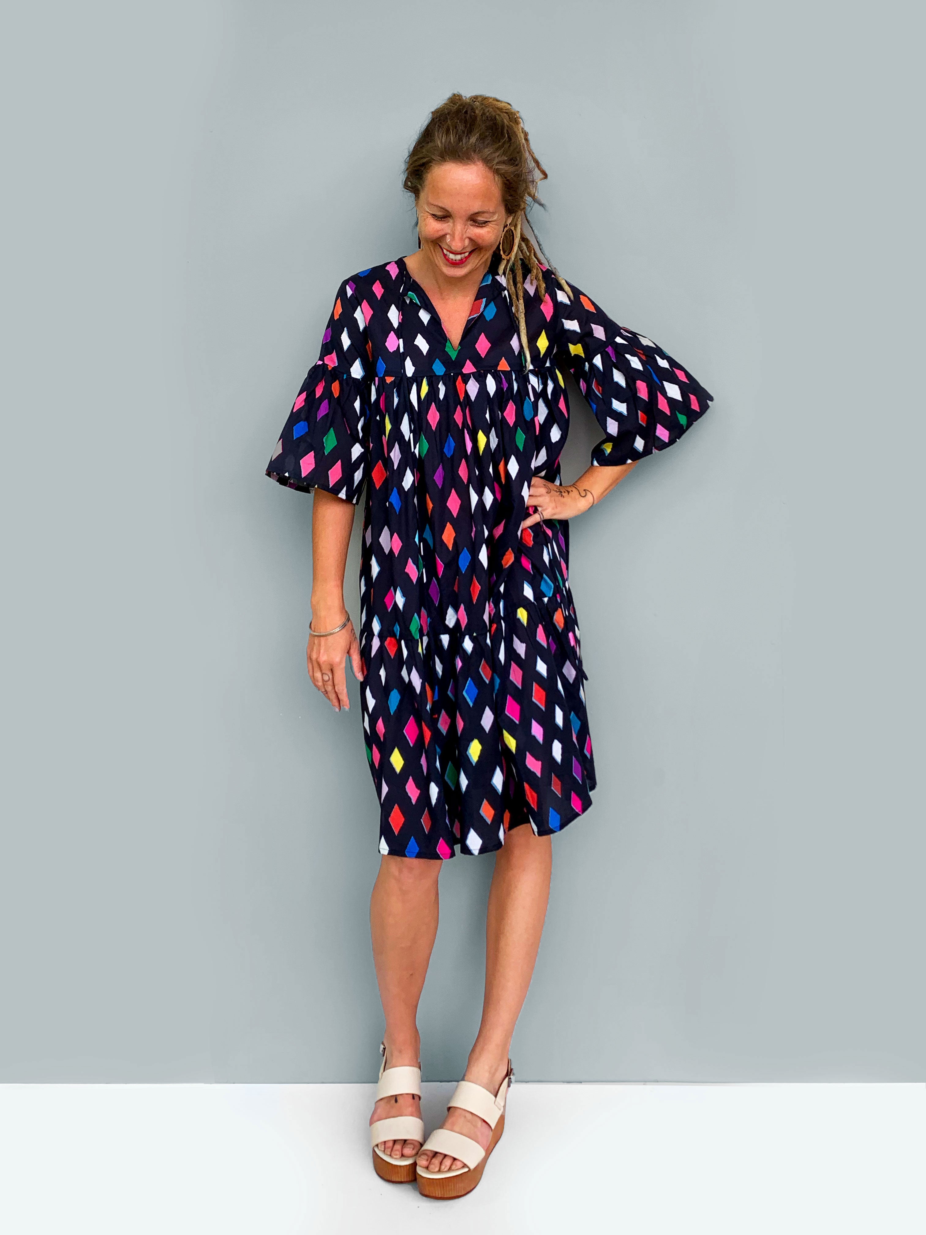 Kooki Diamond dress 100% lawn cotton (5815642783897)