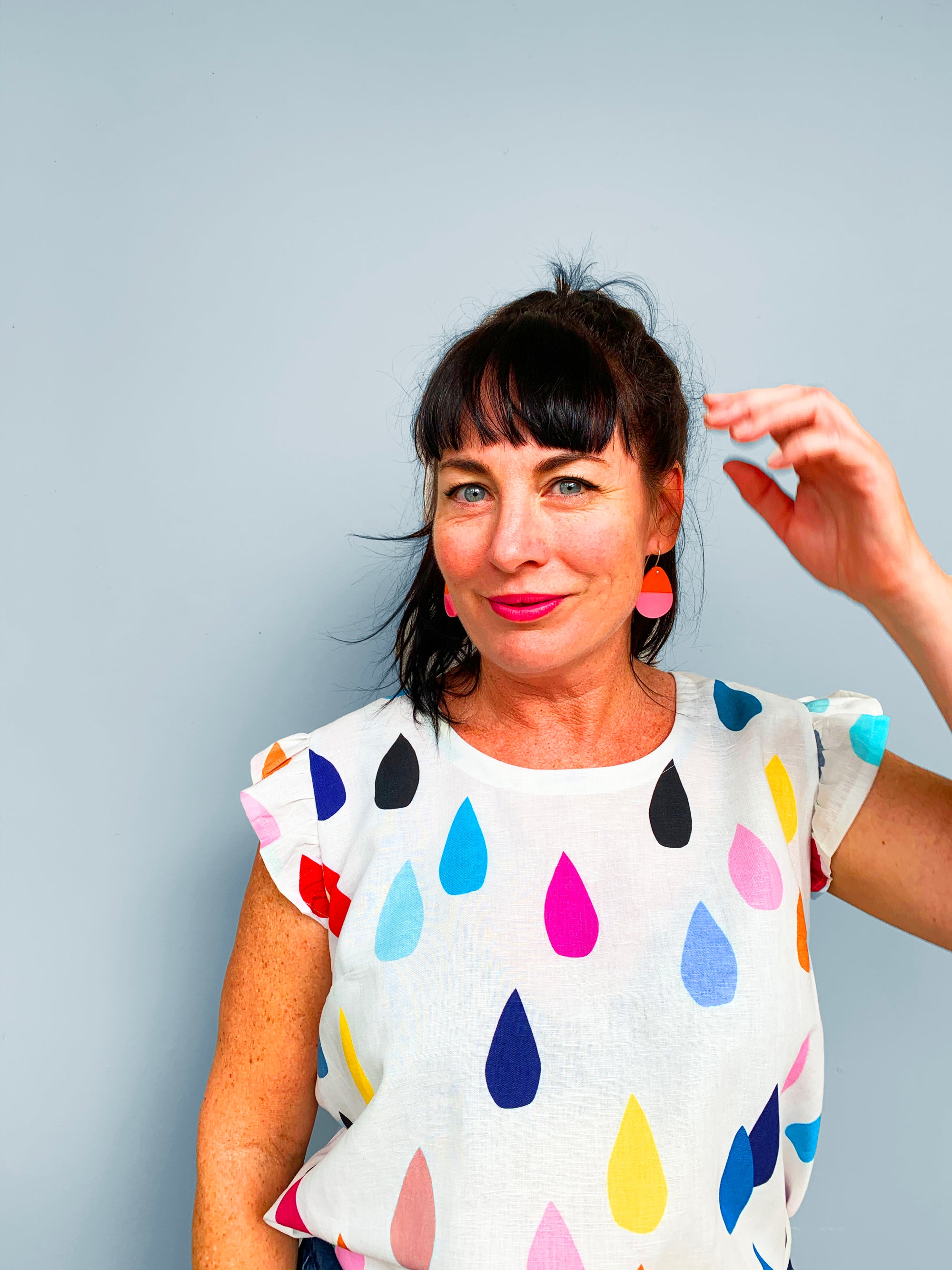 Bright Drops 100% linen+cotton top (5303603757209)