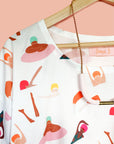 Confetti linen 3 quarter sleeves top (white) (2111990497376) (7107038216345)