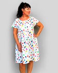 Confetti 100% cotton linen pleated dress (white) (5311692439705)