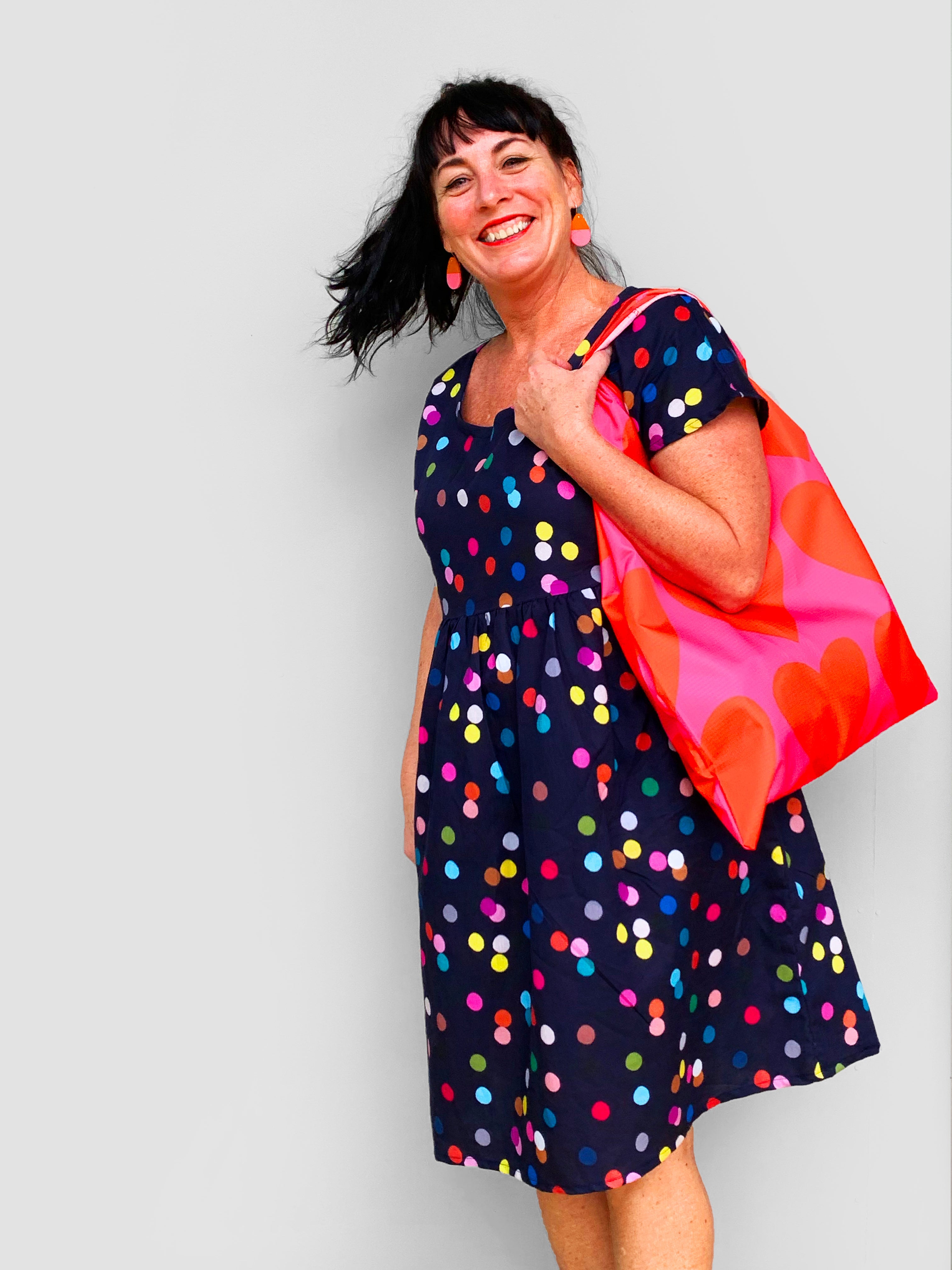 Confetti 100% cotton linen pleated dress (navy) (5310270046361)