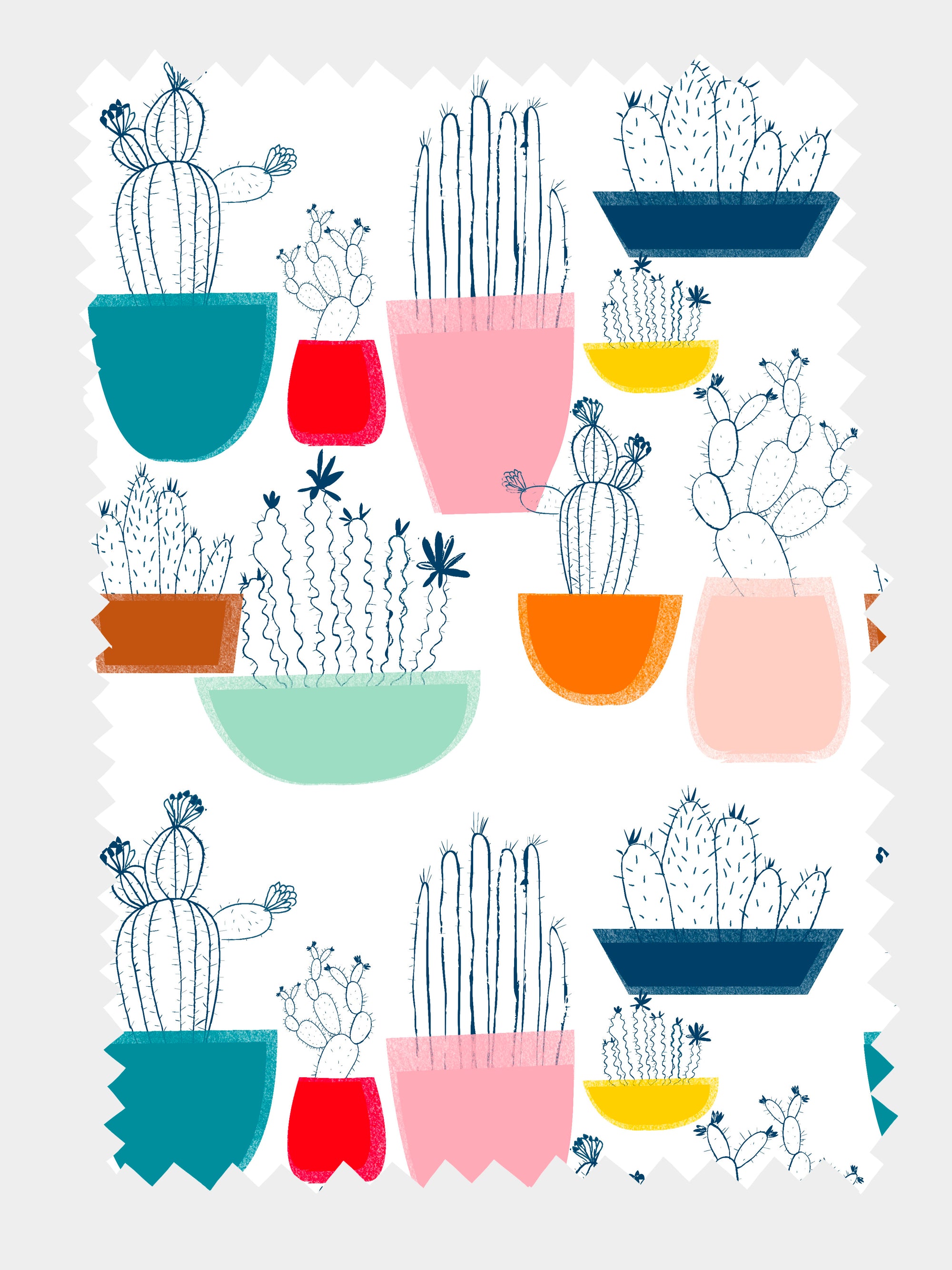 Pot Plant Cacti 100% cotton satin (4459274240096)