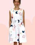 SALE Chop Cut Play Screen Printed 100% linen dress (334494269470)