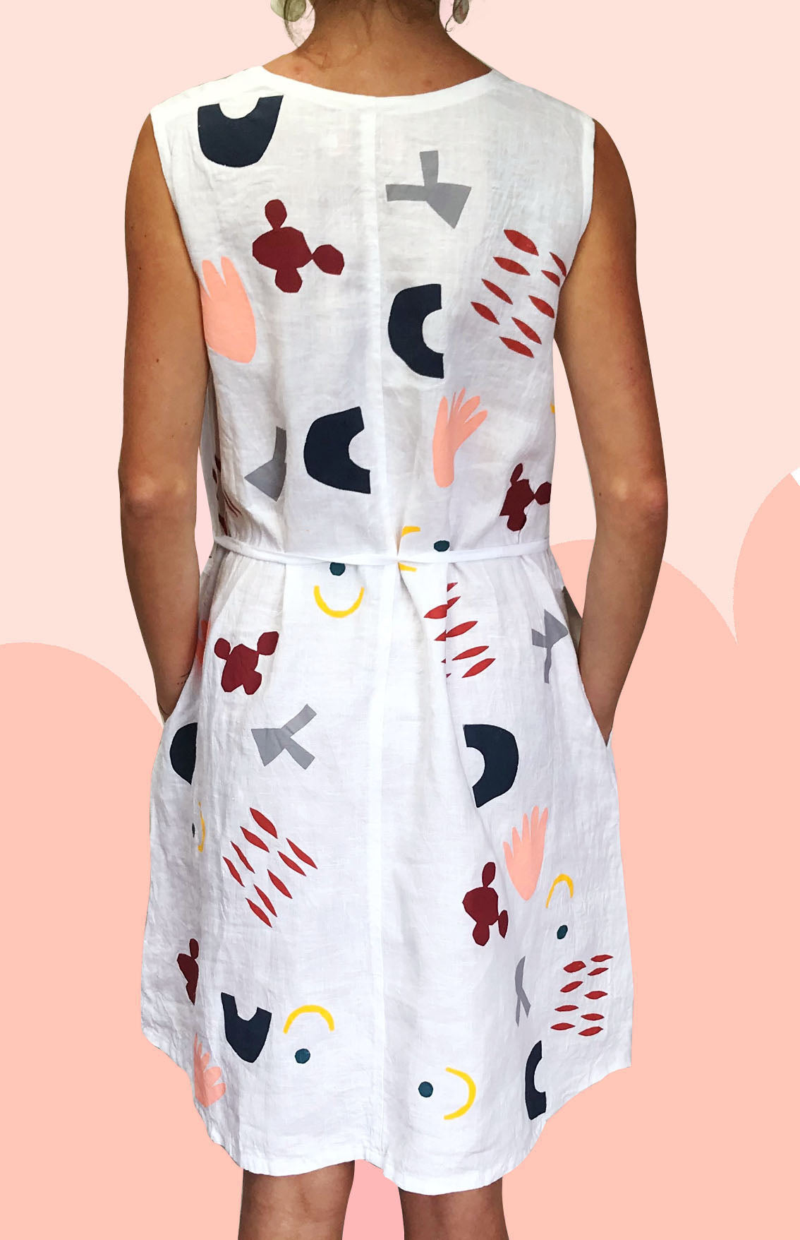 SALE Chop Cut Play Screen Printed 100% linen dress (334494269470)