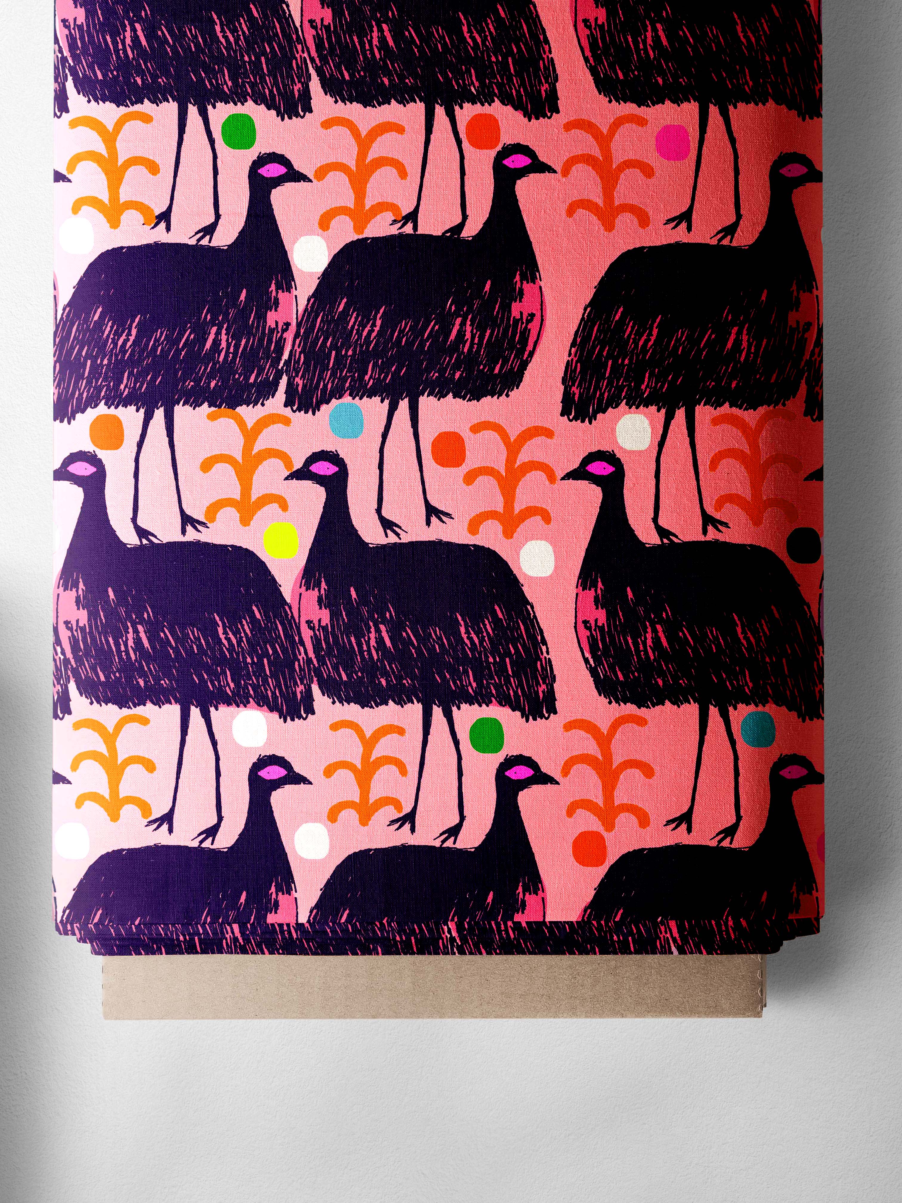 Emu Play (peach) cotton (CUT PIECE 40CM $3)