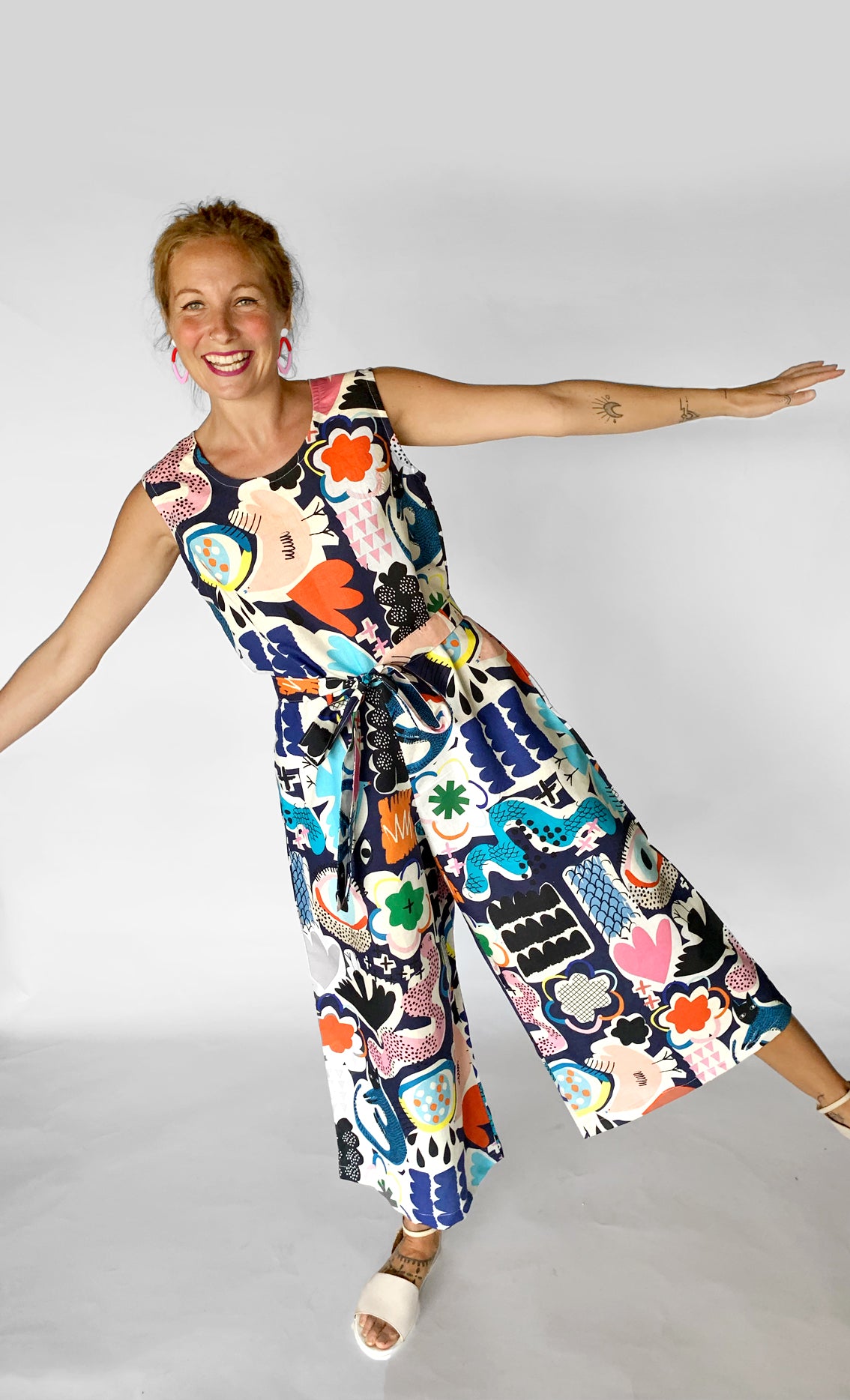 Doops Play 100% linen jumpsuit (navy)(no tie) (1917183000672)