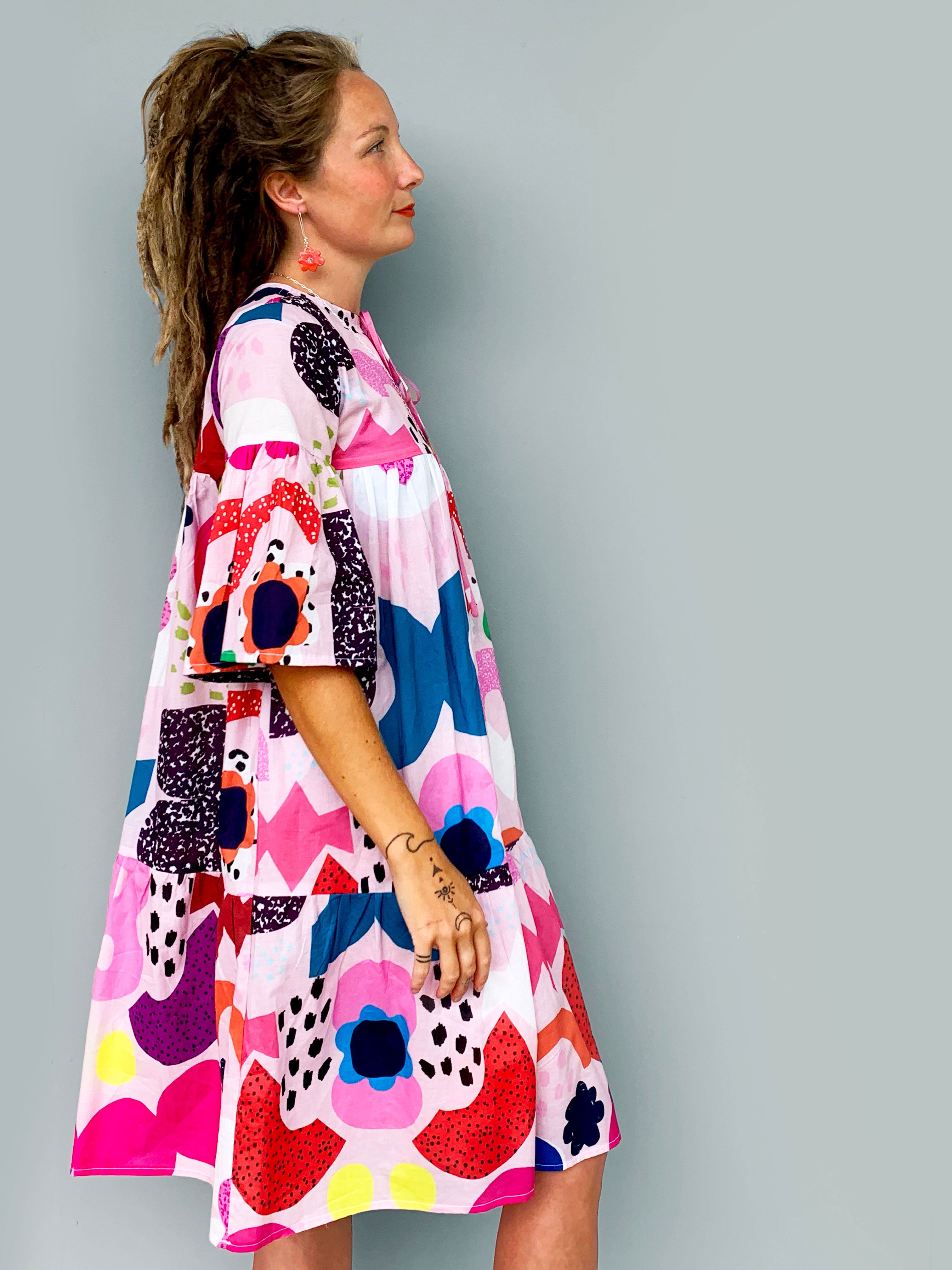 Peach Kooki  dress 100% lawn cotton (5817464258713)