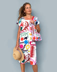 Bright Kooki linen dress with tie (5815296884889)