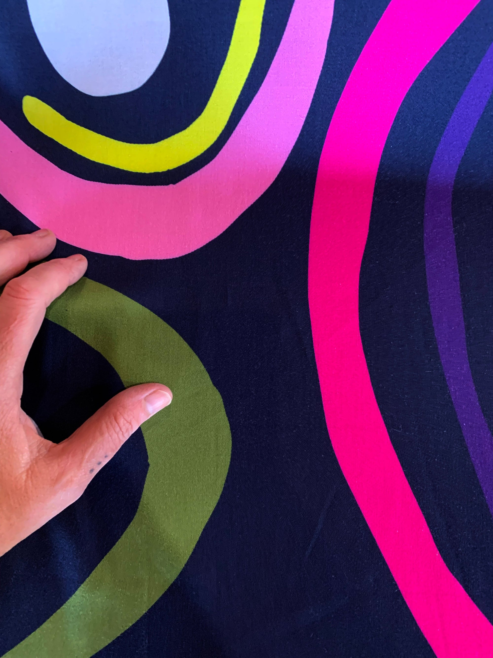 Dark Colour Waves 100% cotton satin (6943992774809)