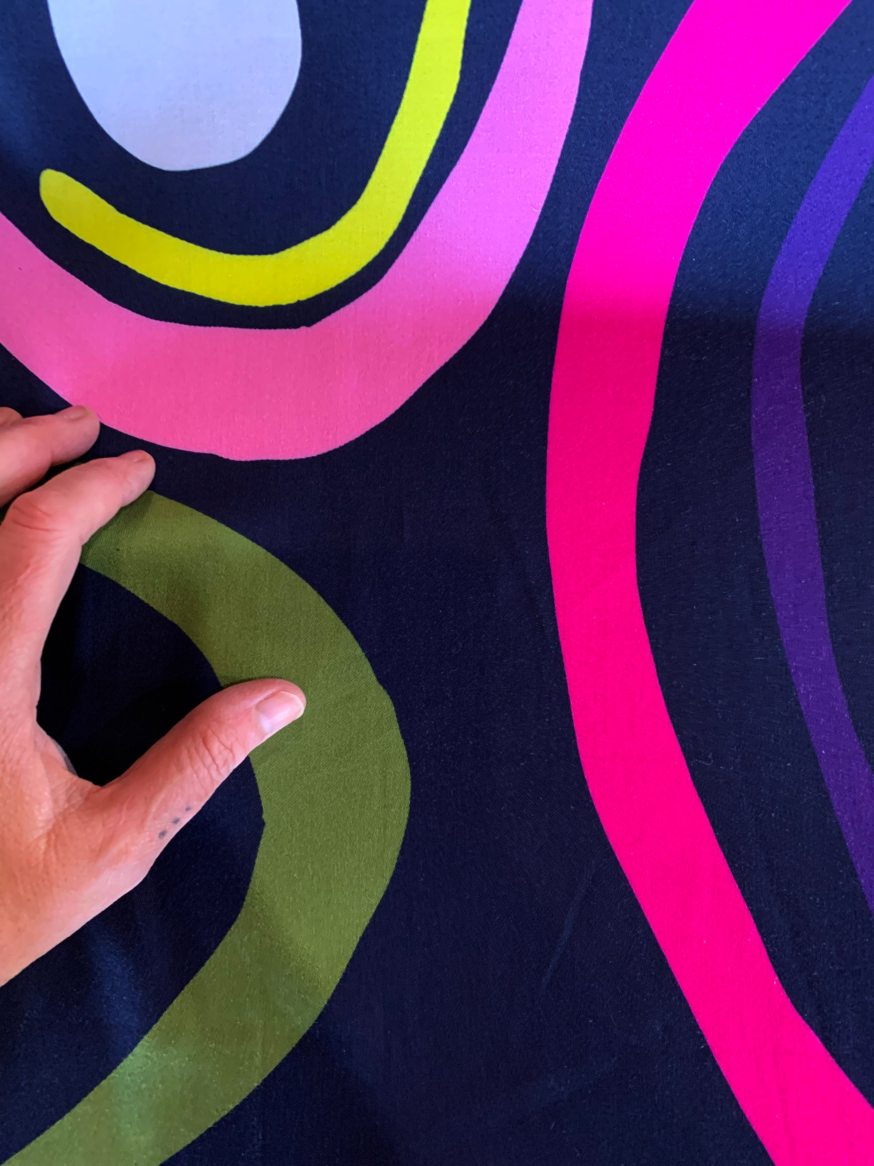 Dark Colour Waves 100% cotton satin (6943992774809)