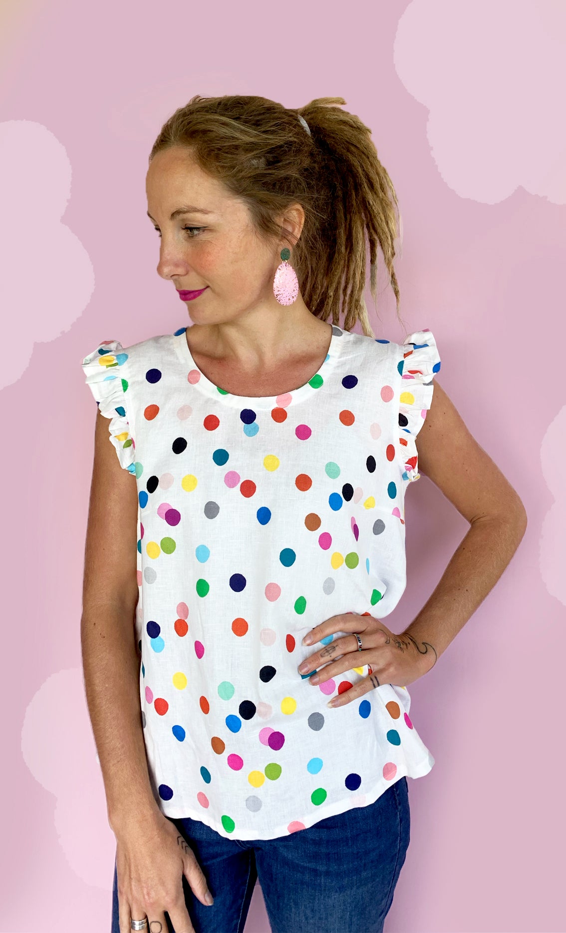 Confetti & Bathing ladies 100% linen top (2110964465760) (7107037888665)