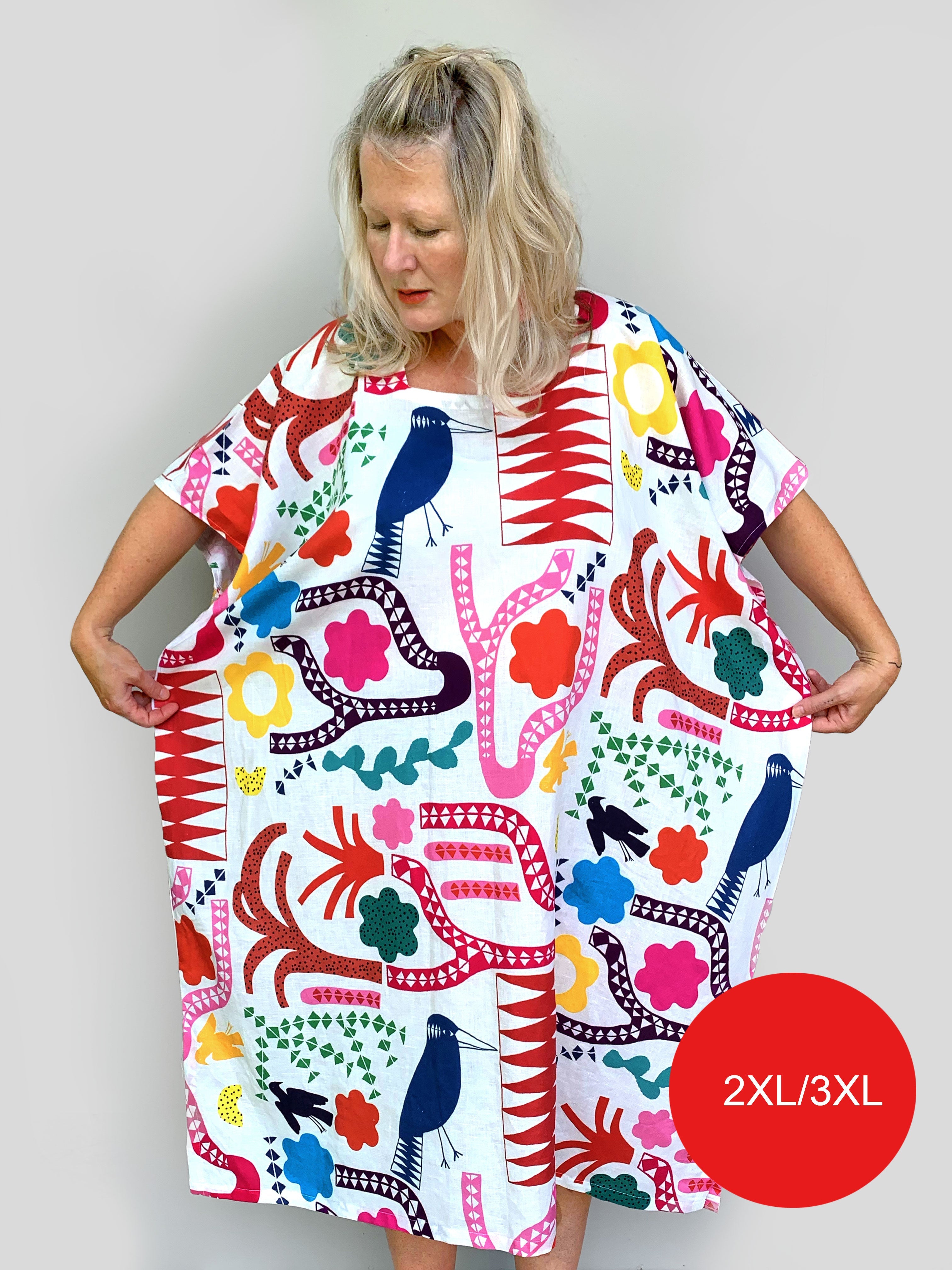 Bright Kooki linen dress with tie (5815296884889)