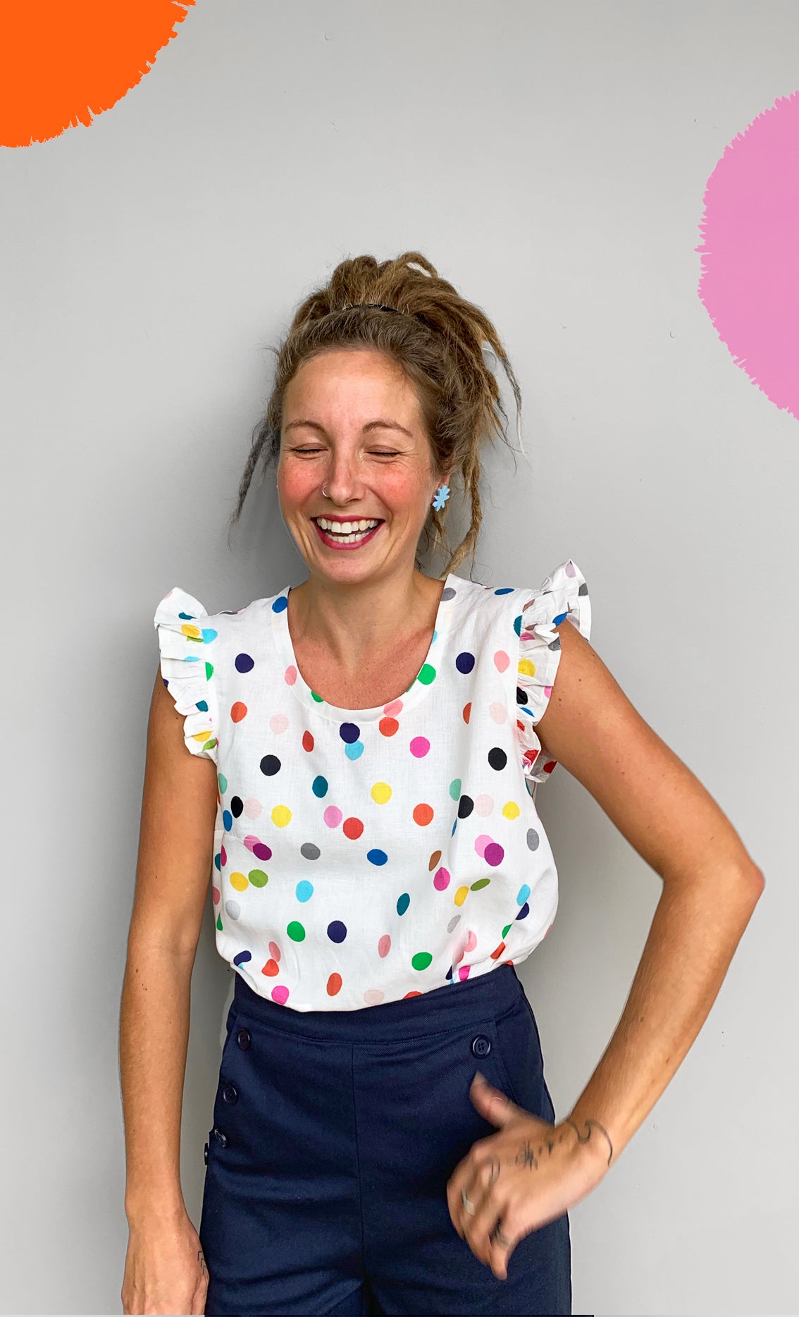 Confetti &amp; Bathing ladies 100% linen top (2110964465760) (7107037888665)
