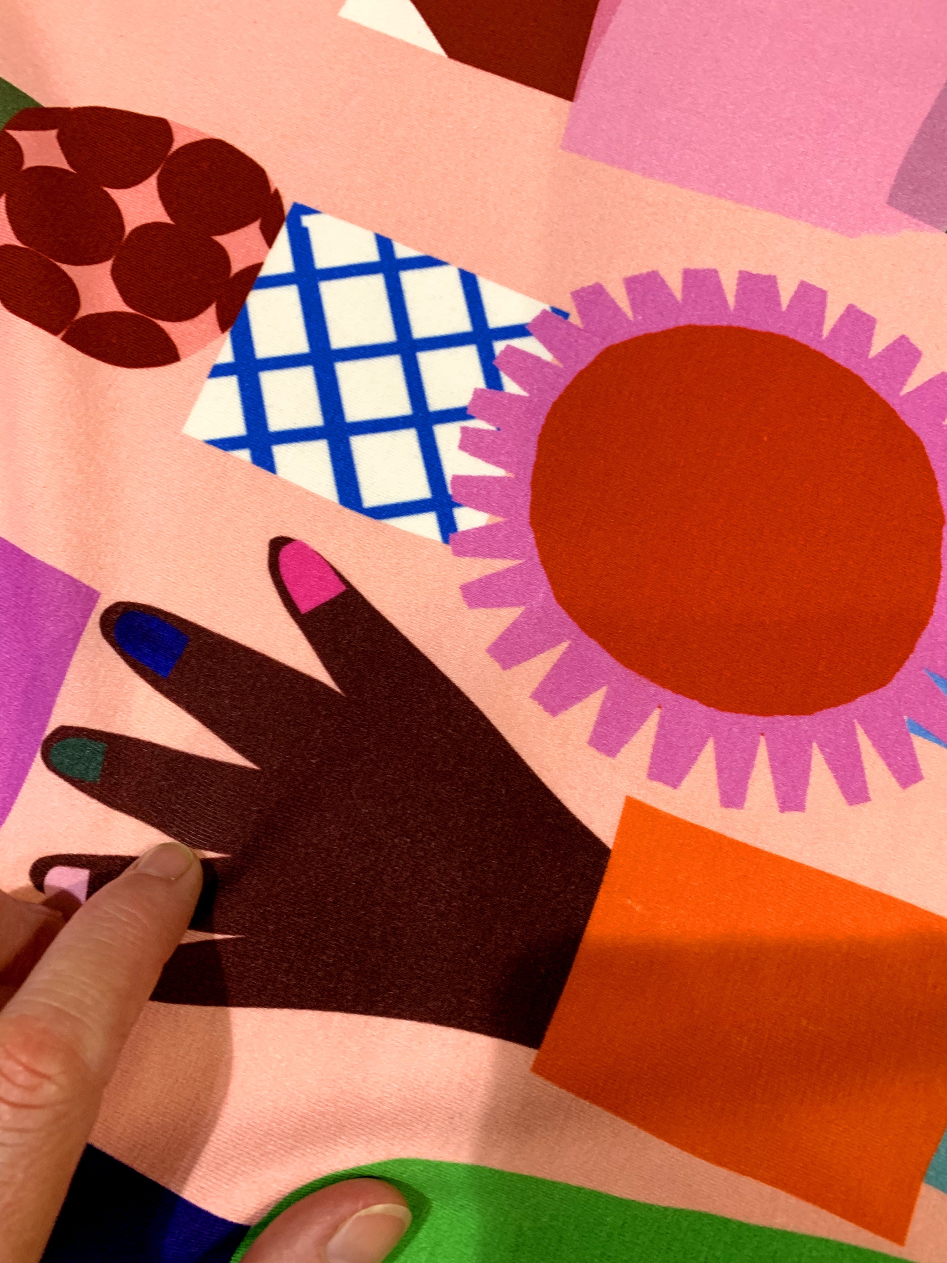 Kinship hands (peach) 100% cotton jersey  (CUT PIECE 1.6M $15)