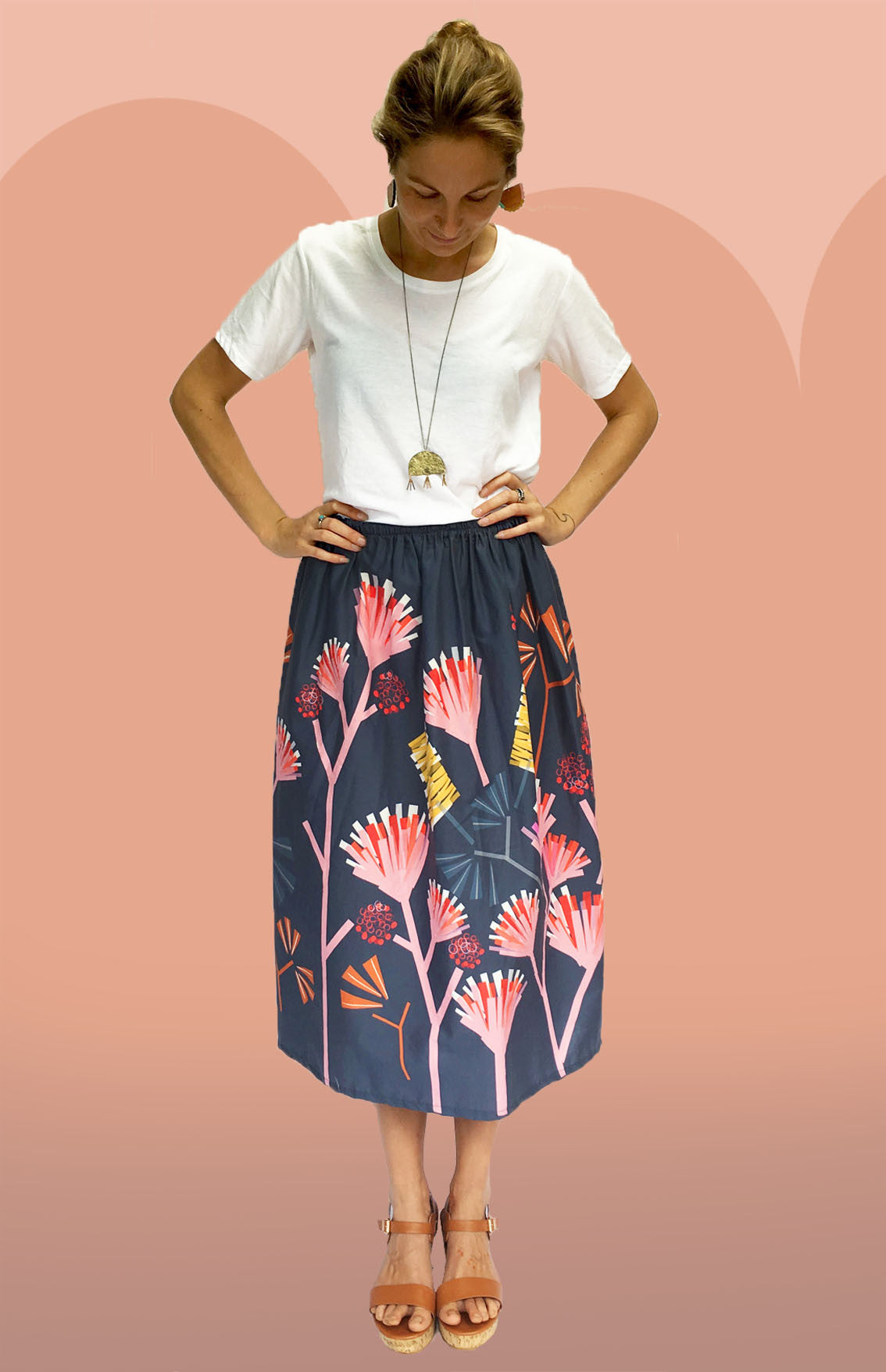 Mauve Protea SILK skirt (SECONDS) (9430178120)