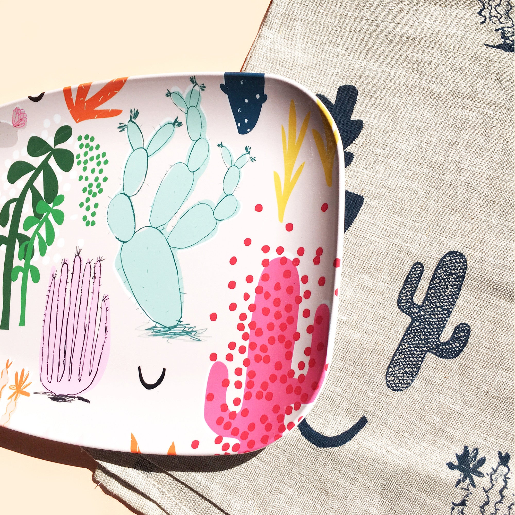 Tropical Cactus Garden 10” x 14” melamine platter  (9382163848)