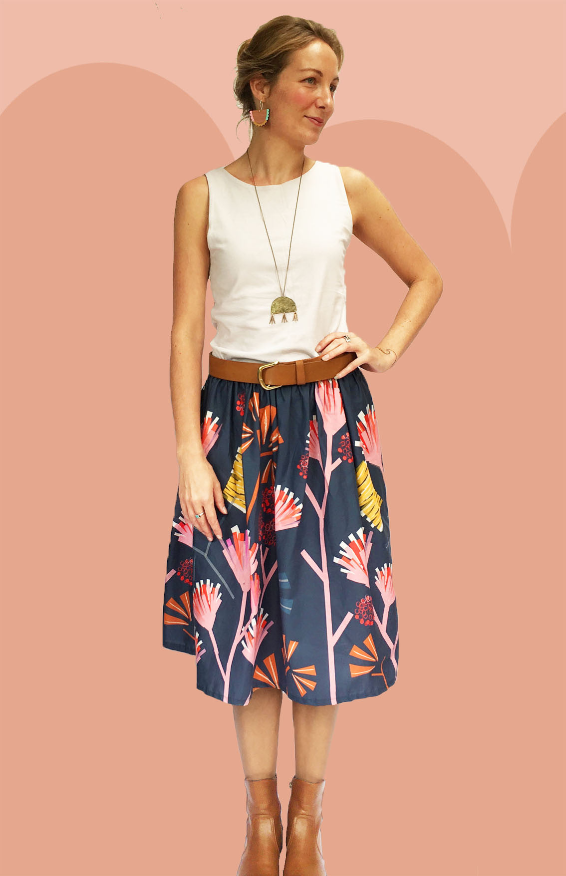 Mauve Protea SILK skirt (SECONDS) (9430178120)
