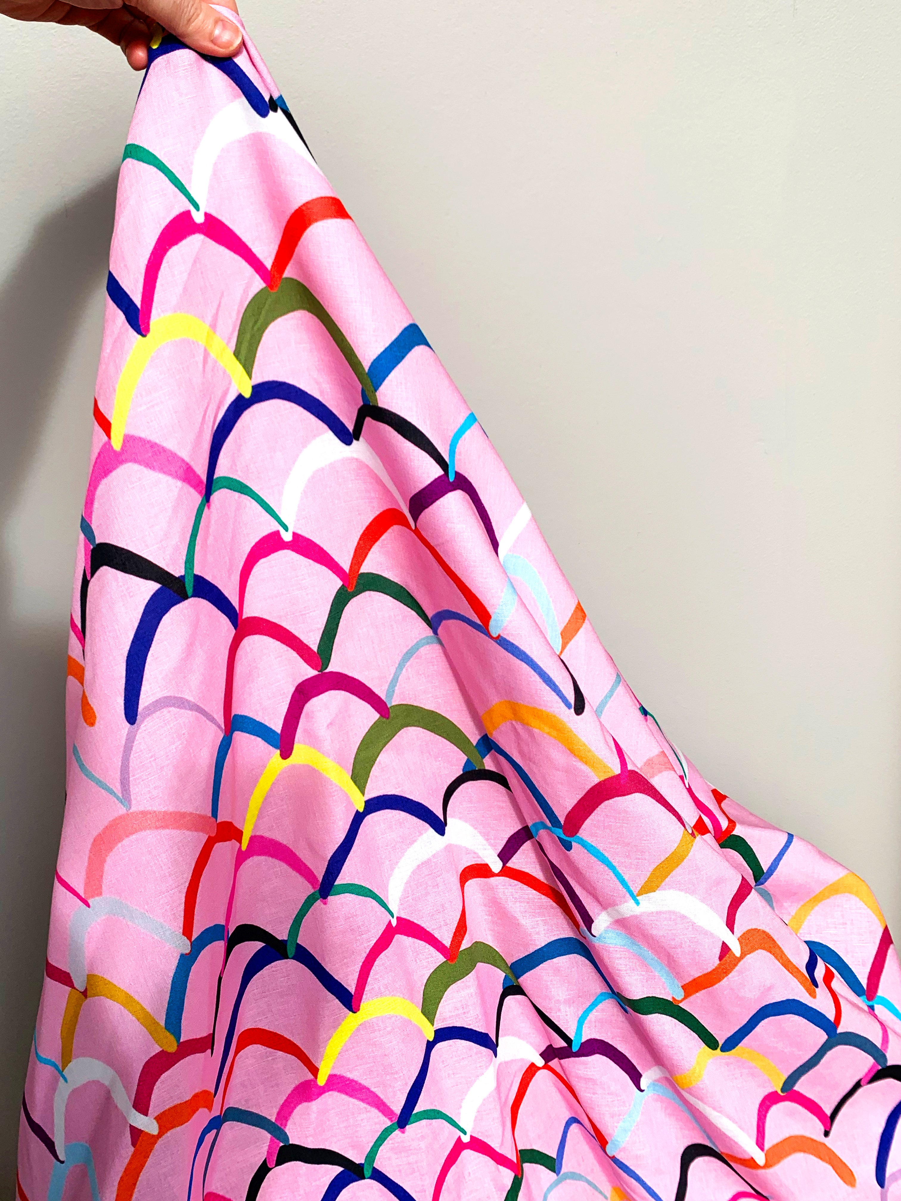 Pink Waves cotton linen per metre (4634642055264)