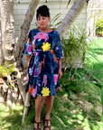 Tropical Garden 100% cotton dress with tie (4109945045088)