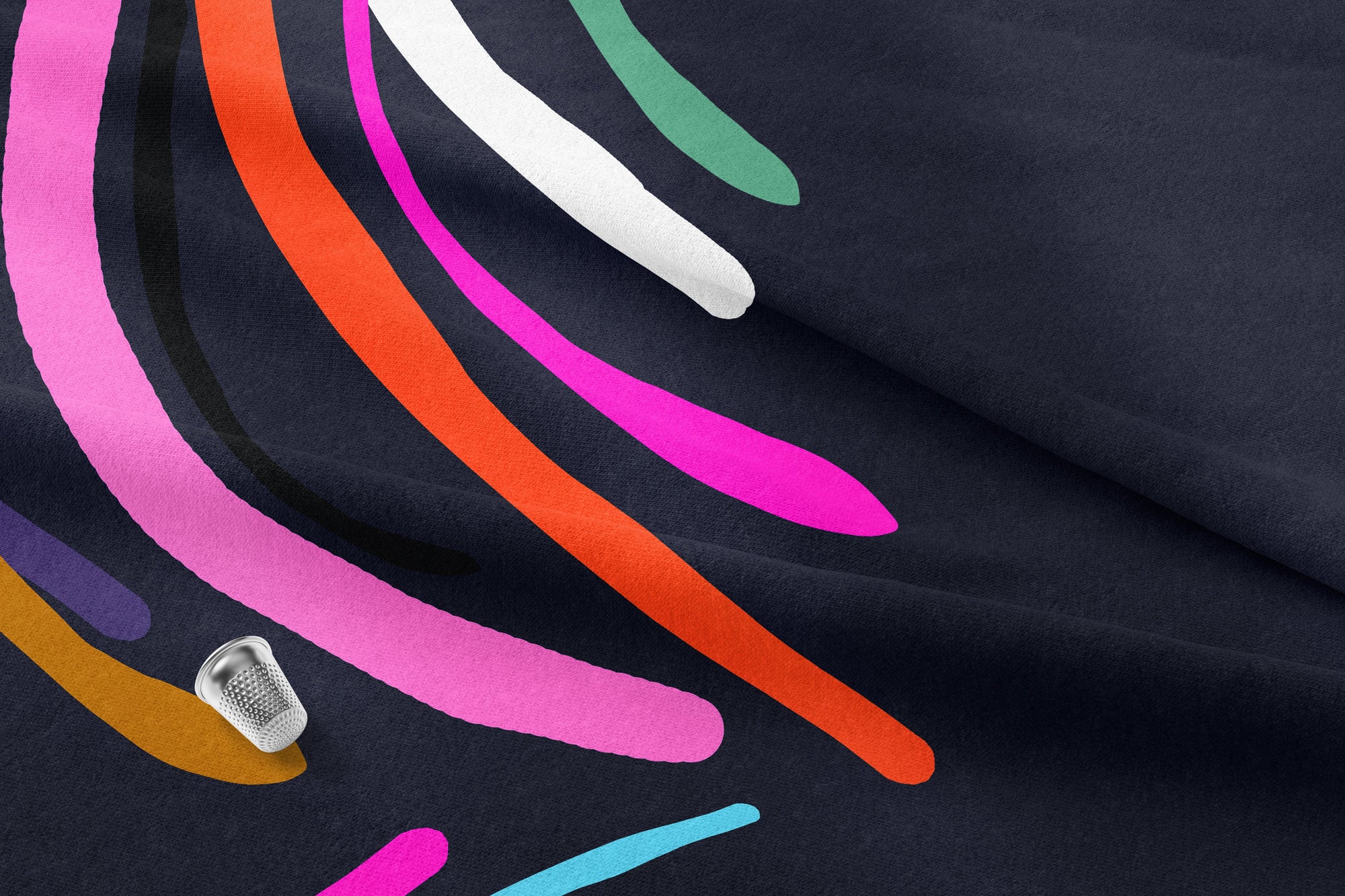 Dark Colour Waves 100% cotton satin (6943992774809)
