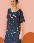 Navy Confetti Cotton Dress (517465440286)