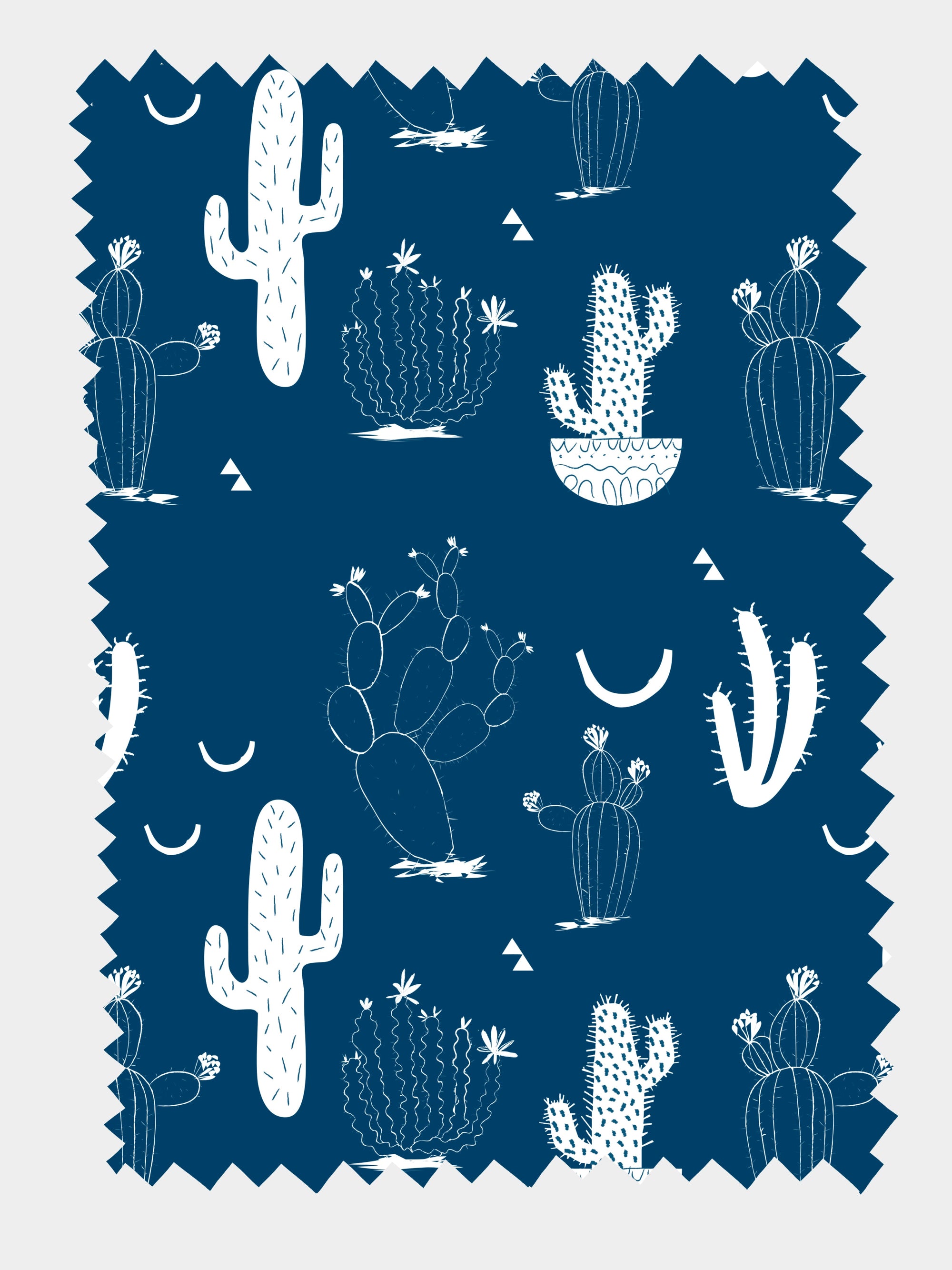 Navy Cactus 100% cotton satin (4459273027680)