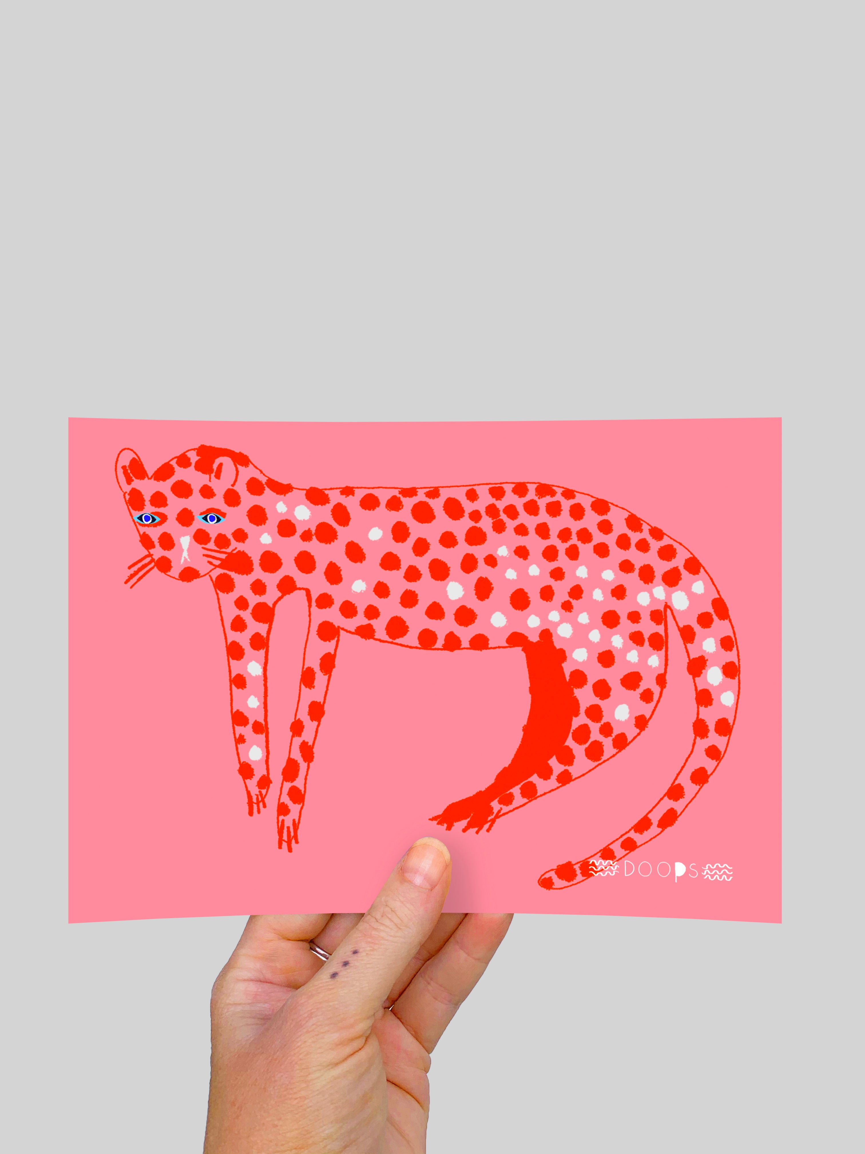 Pinky Leopard (large) A5 Postcard (4630617129056)