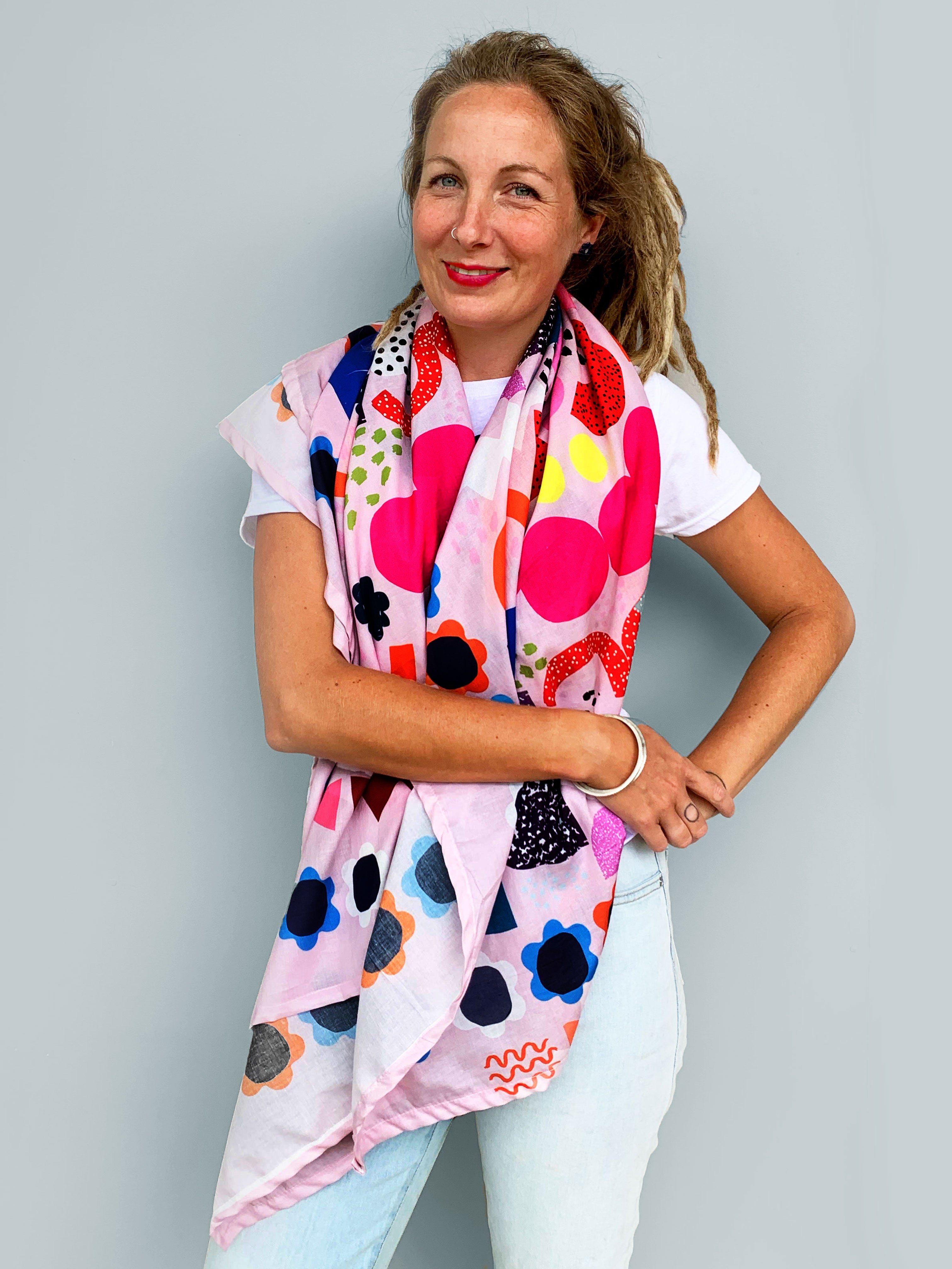 Pink Kooki 100% cotton scarf (5793167245465)