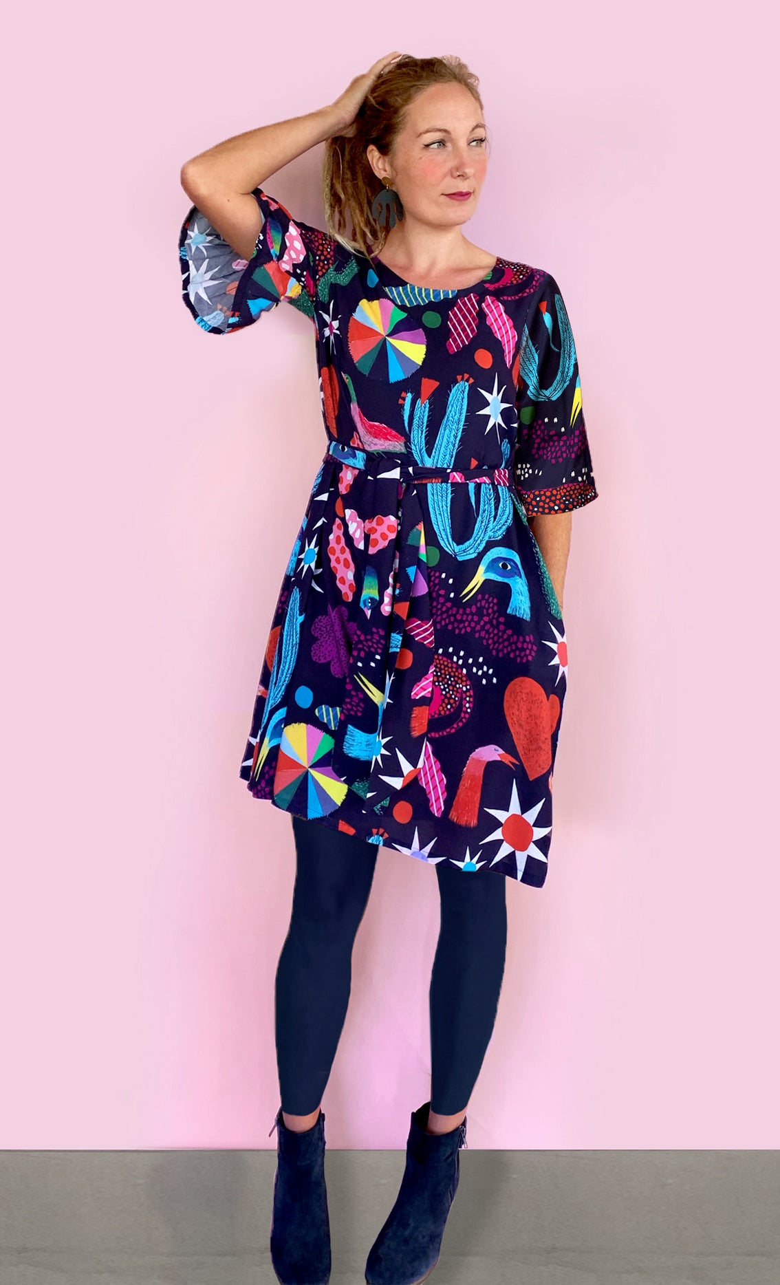 Dark Spells 100% cotton dress with tie (2165549301856)