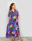 LAST ONES Colourful Ripples Dress 100% Lawn Cotton