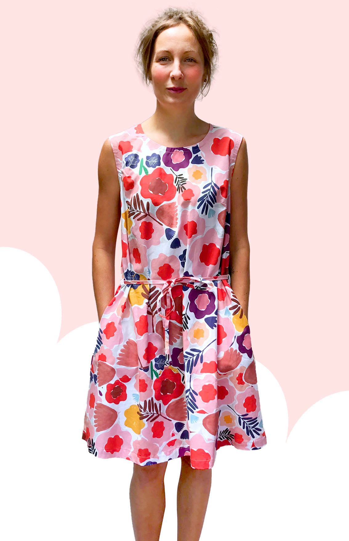 Olive&#39;s Garden 100% cotton dress with pockets (sleeveless) (332553912350)