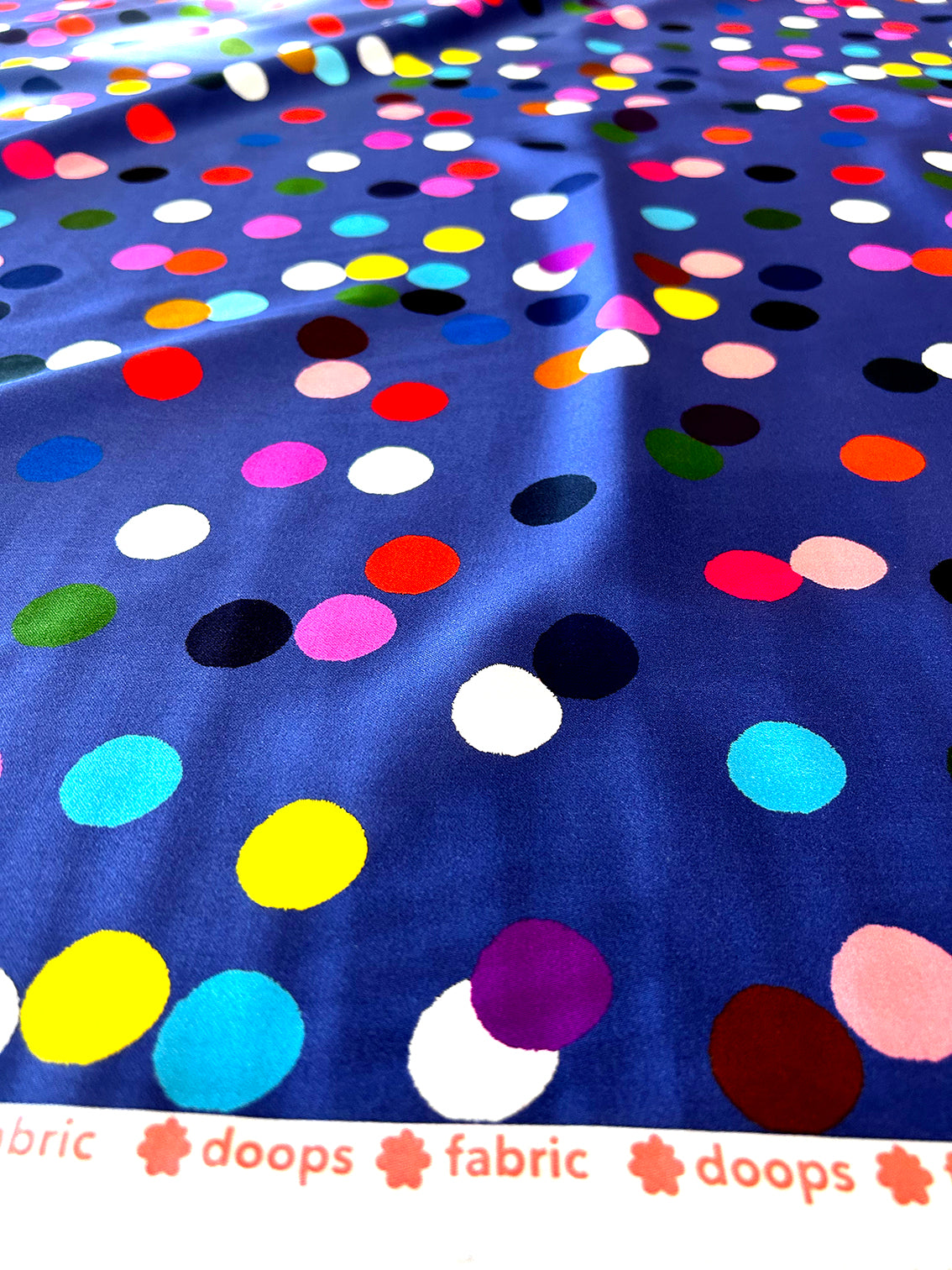Large Confetti (blue) LINEN COTTON (CUT PIECE 1.2M )