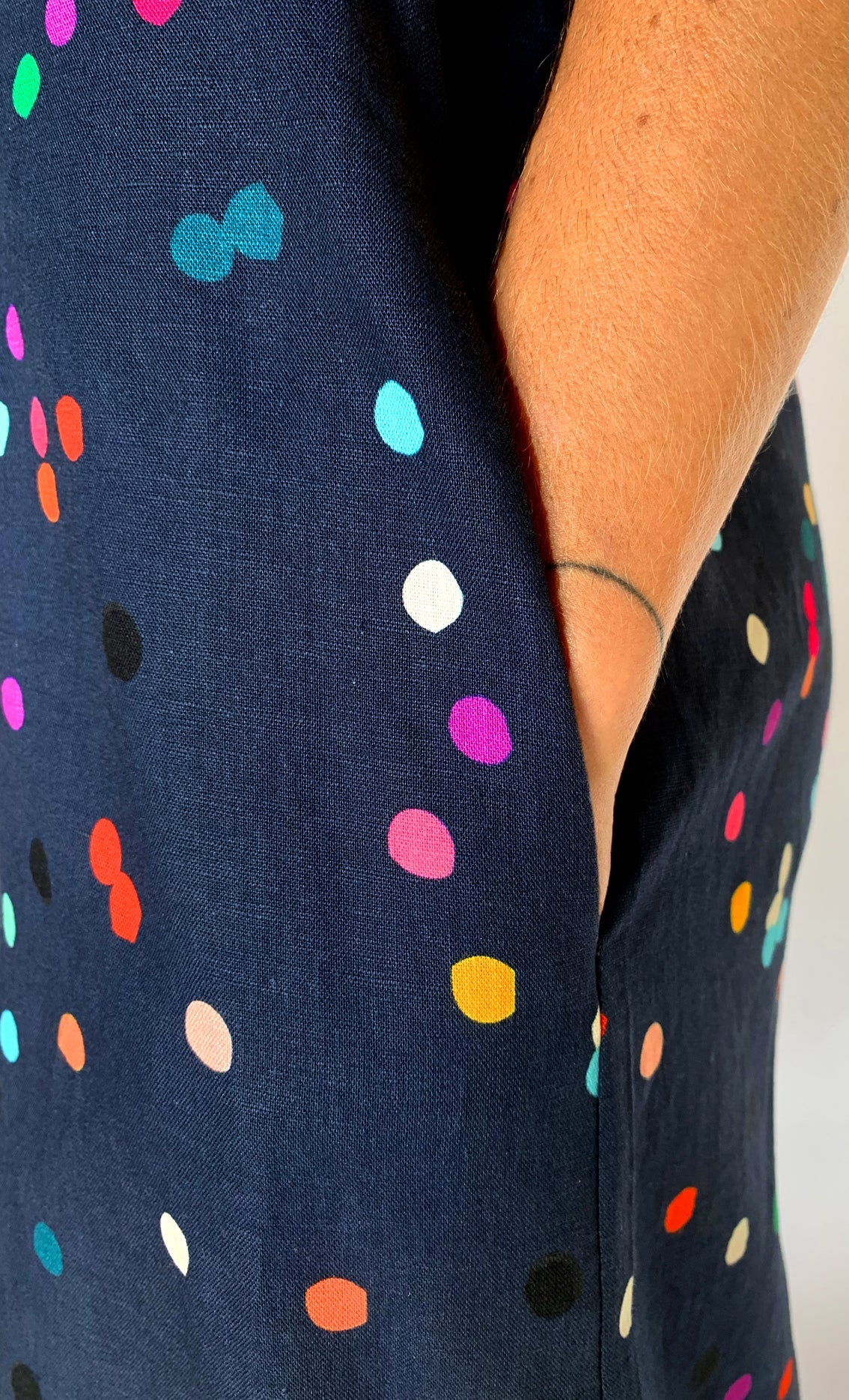 Confetti 100% linen jumpsuit (navy) with tie &amp; option on sleeve (1918232395872)