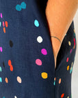 Confetti 100% linen jumpsuit (navy) with tie & option on sleeve (1918232395872)