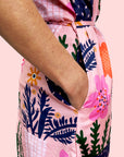 SALE Peach Retro Pot Plant Garden 100% cotton dress with pockets (cap sleeves) (332519669790)