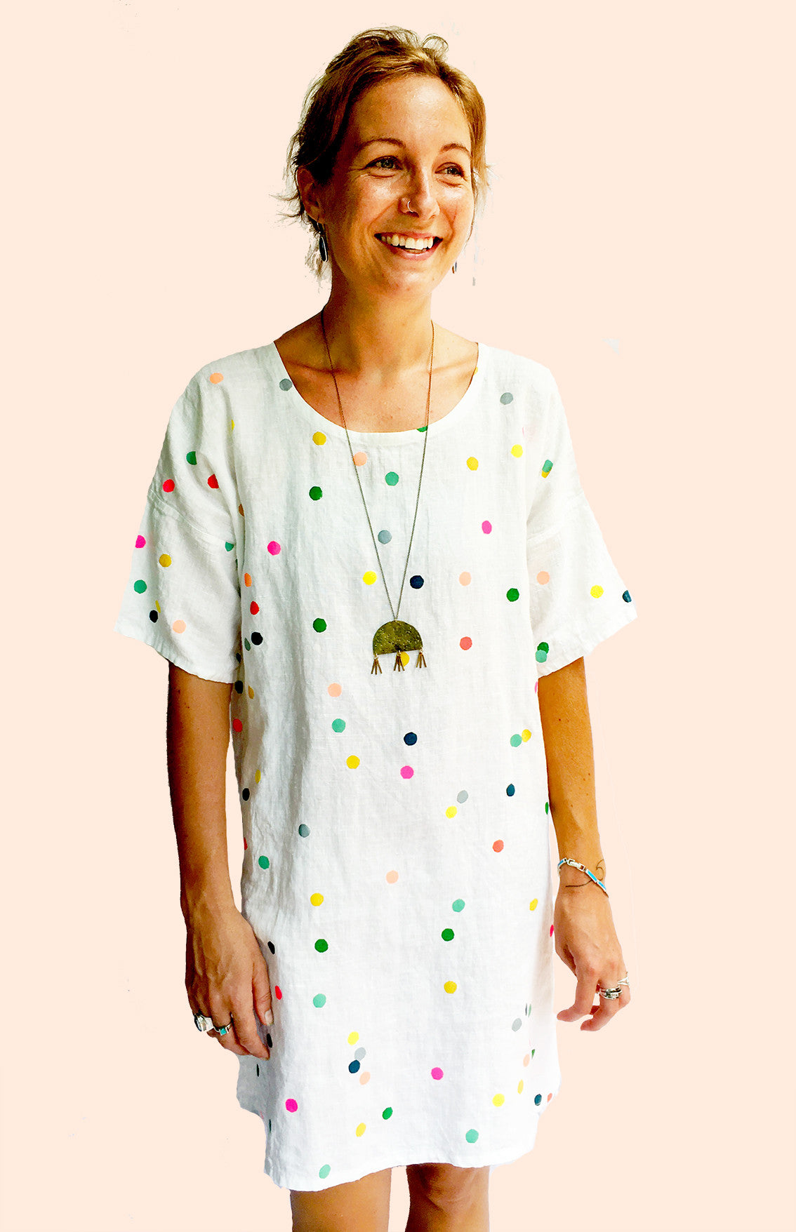 Only a few sizes left (one of each) Confetti 100% linen dress (9381827656)