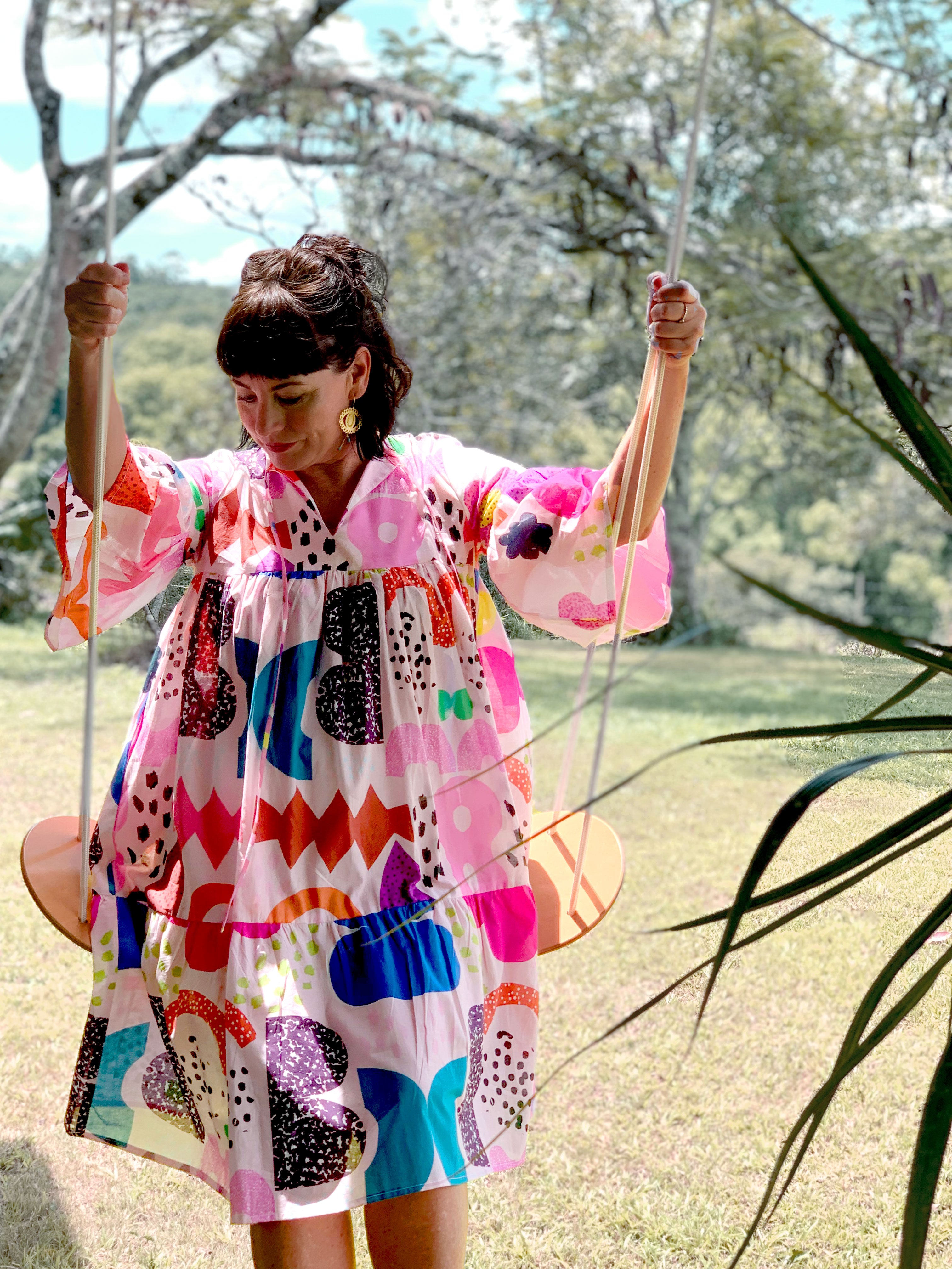 Peach Kooki  dress 100% lawn cotton (5817464258713)