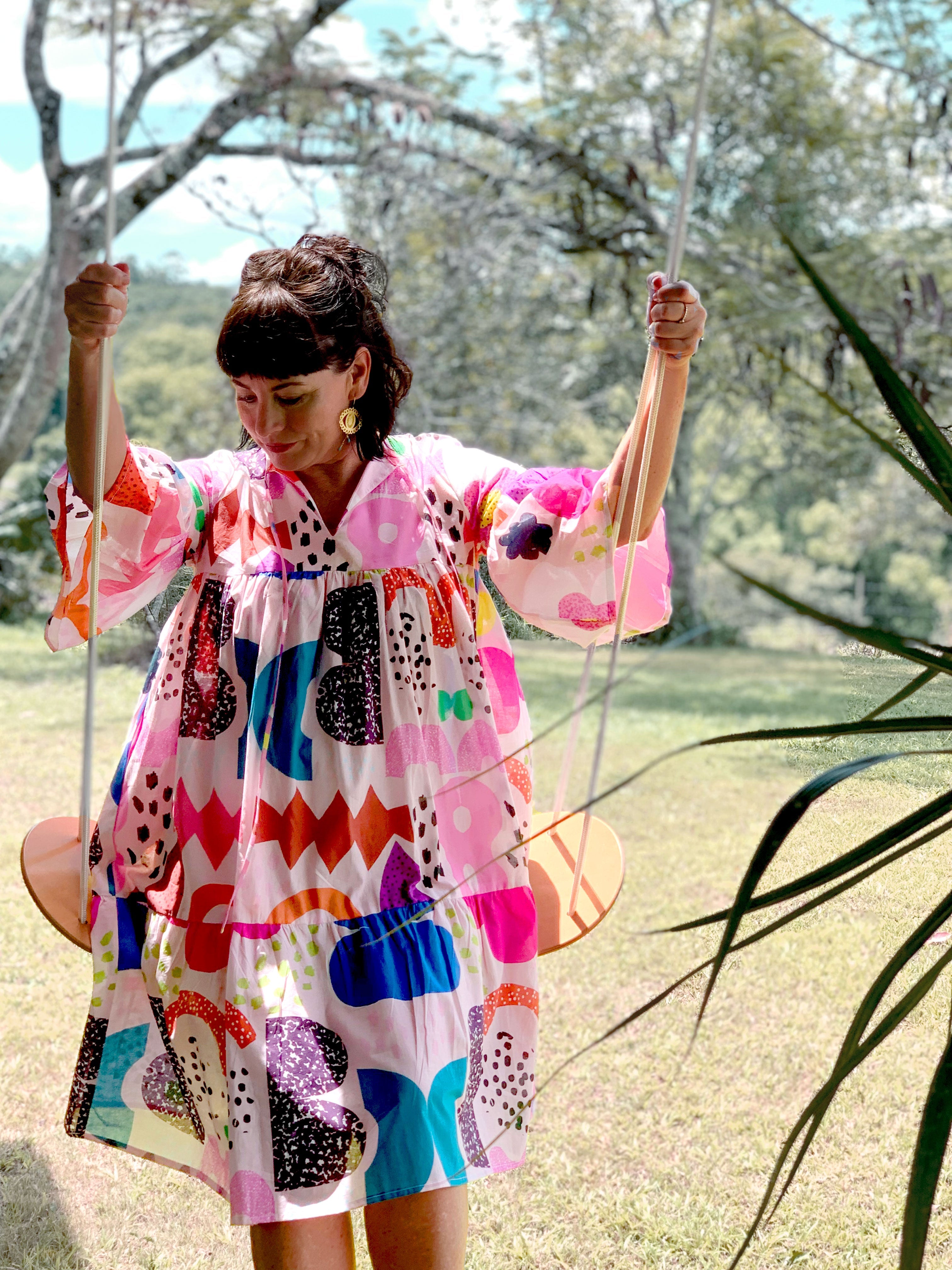 Peach Kooki  dress 100% lawn cotton (5817464258713)