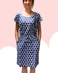 Royal Sea Scale 100% cotton dress with pockets (326353420318)