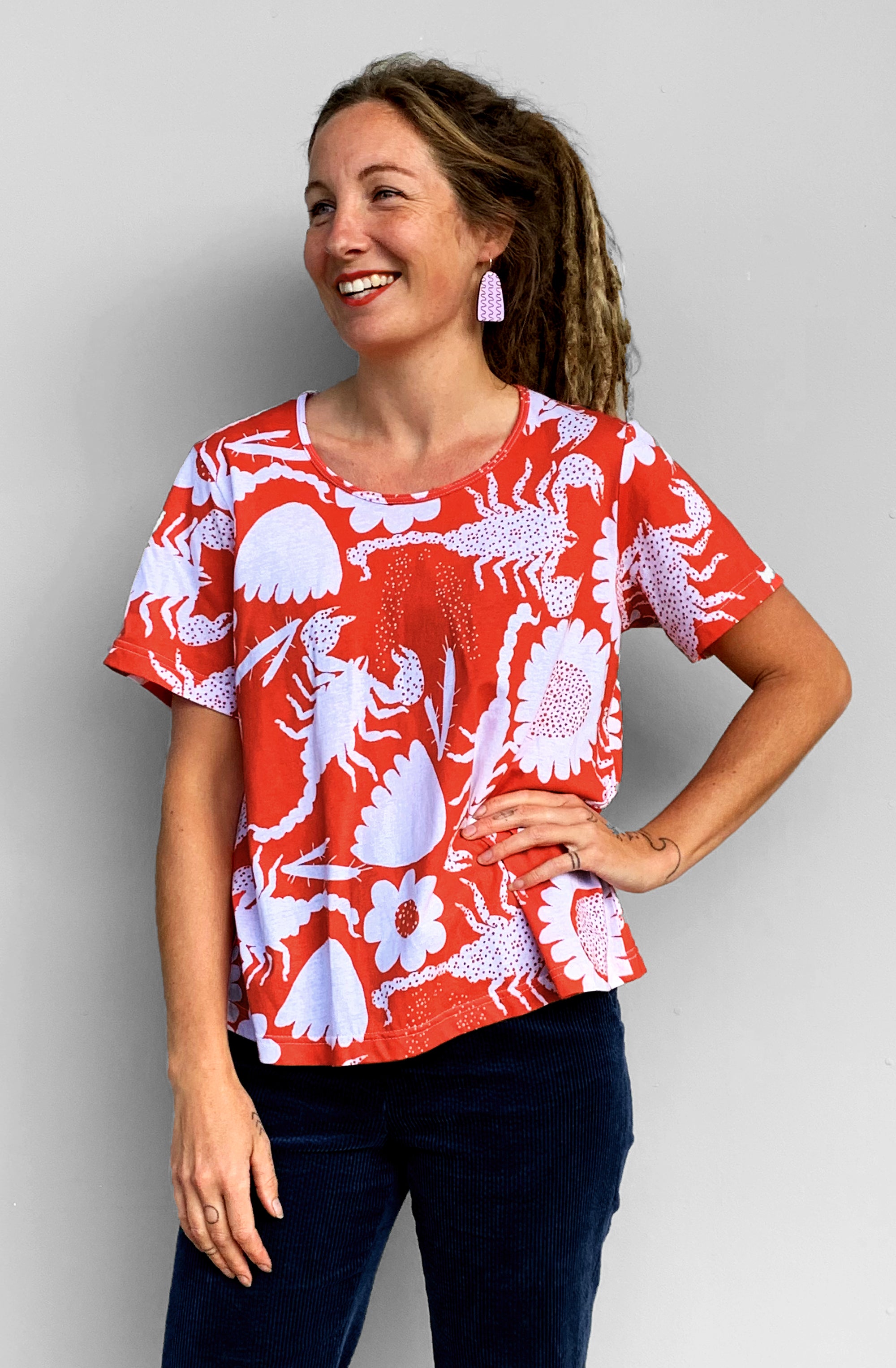 Option of 2 prints Blood Orange Scorpio &amp; Cacti Scorpio 100% organic jersey T&#39;shirt (6849798504601)