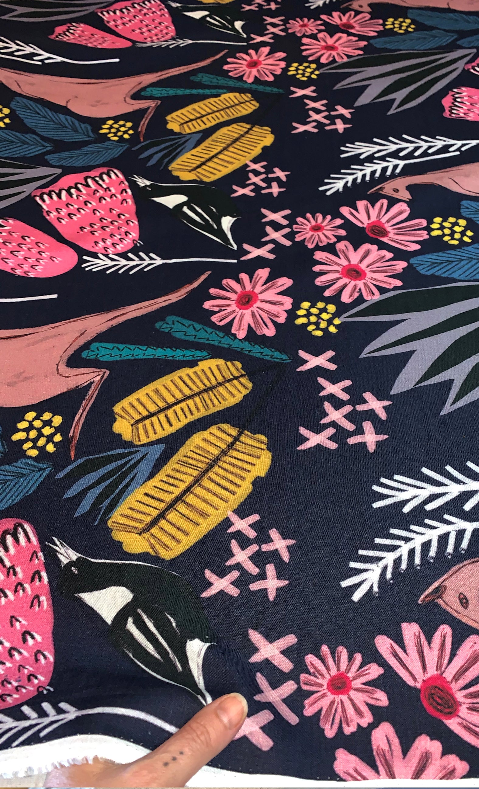 Cowley Fields (navy) cotton linen per metre (4459226923104)