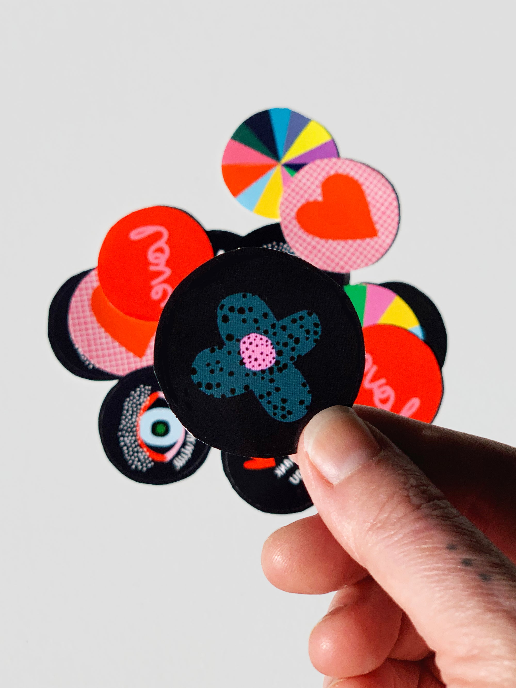 A collection of 15 x 38cm circle stickers (4630469378144)
