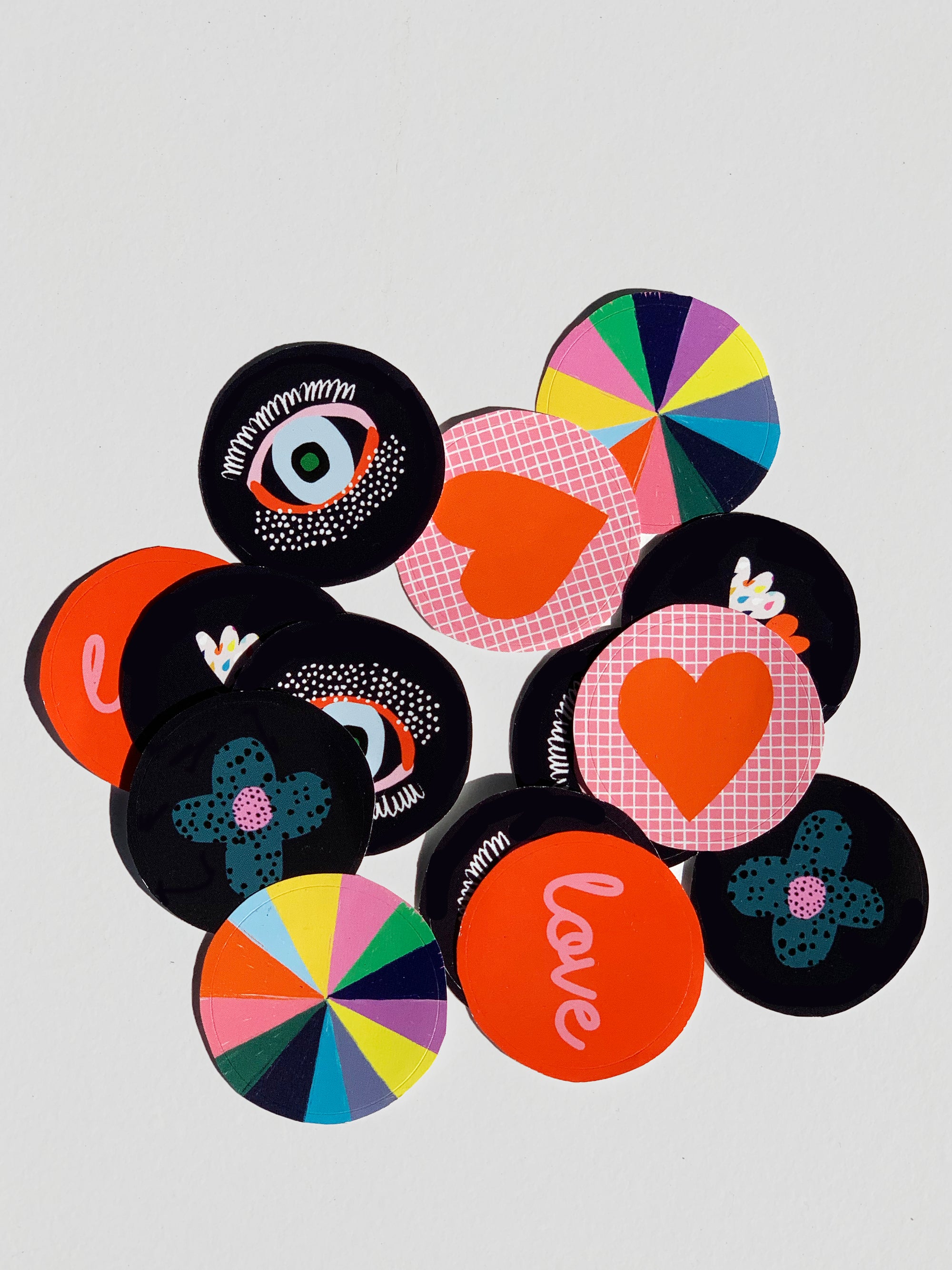 A collection of 15 x 38cm circle stickers (4630469378144)