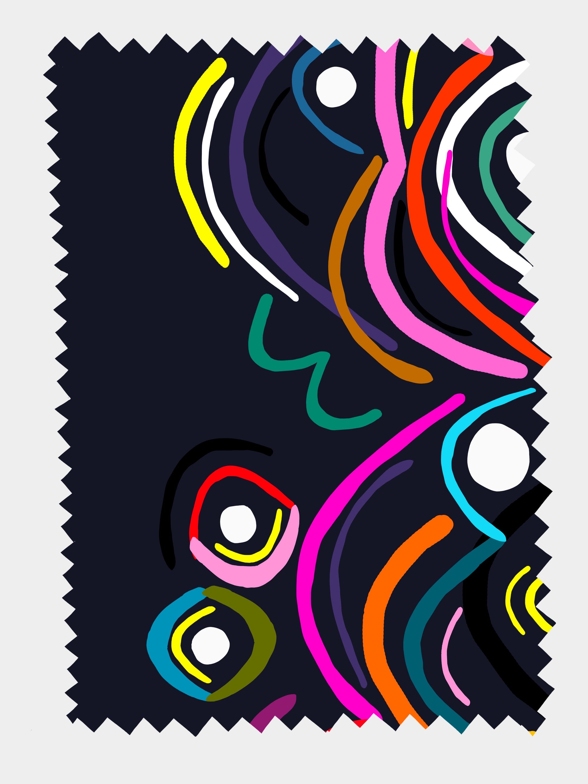 Dark Colour Waves 100% cotton satin (6943992774809)