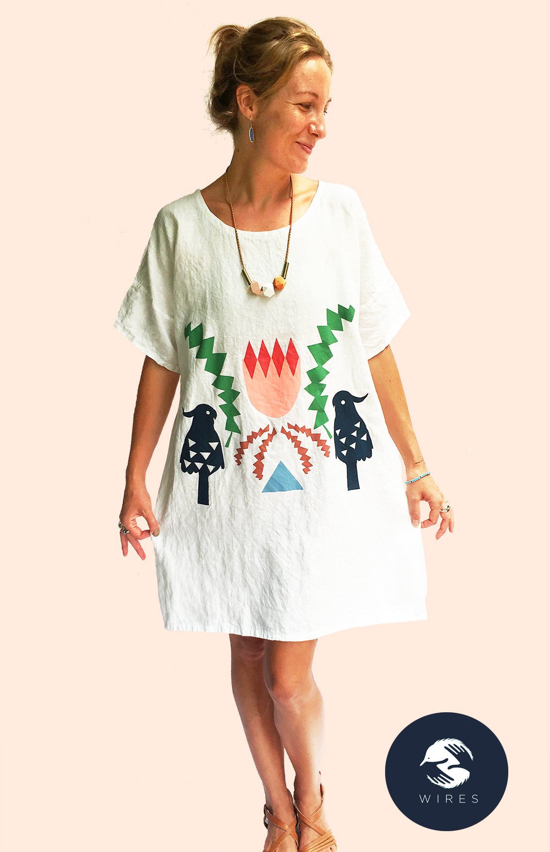  Crowned Banksia 100% linen dress (9381858504)