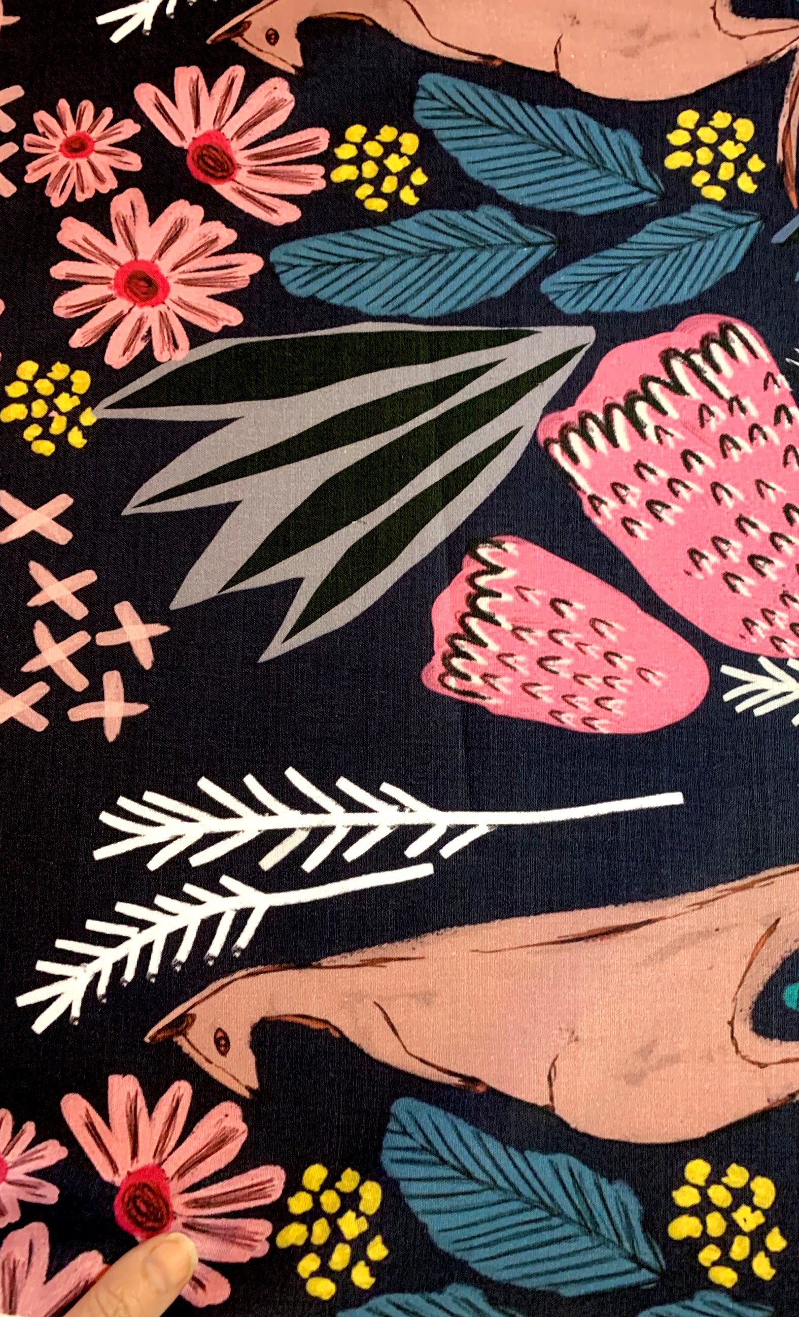 Cowley Fields (navy) cotton linen per metre (4459226923104)