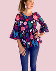 Bloom pleated 100% cotton top (2168772886624)